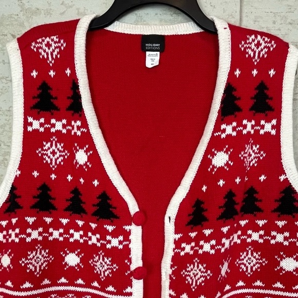 HOLIDAY EDITIONS WOMENS CHRISTMAS SWEATER VEST BLACK REINDEERS & RHINESTONES XXL - Picture 2 of 16